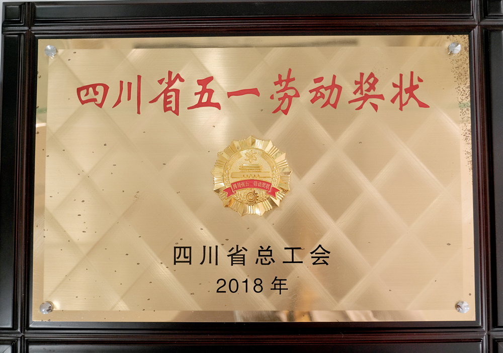 2018年度四川省總工會(huì)四川省五一勞動(dòng)獎(jiǎng)狀